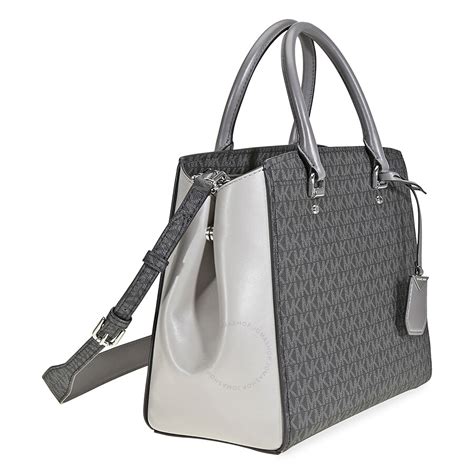 grey michael kors logo purse|Michael Kors signature tote gray.